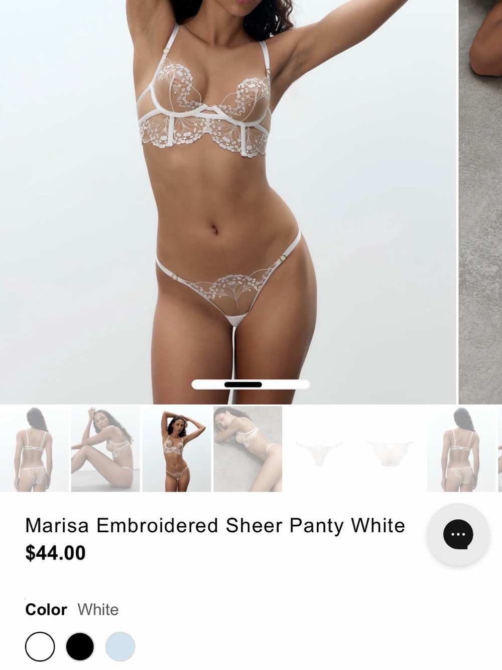 Bluebelle Marisa Sheer Embroidered Panty in White